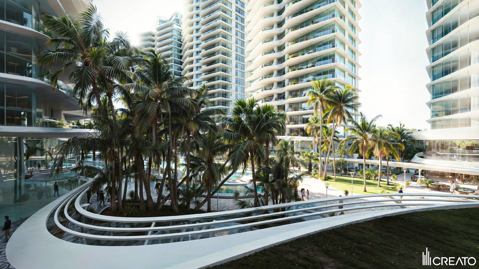 Senna Tower, fachada y piscinas